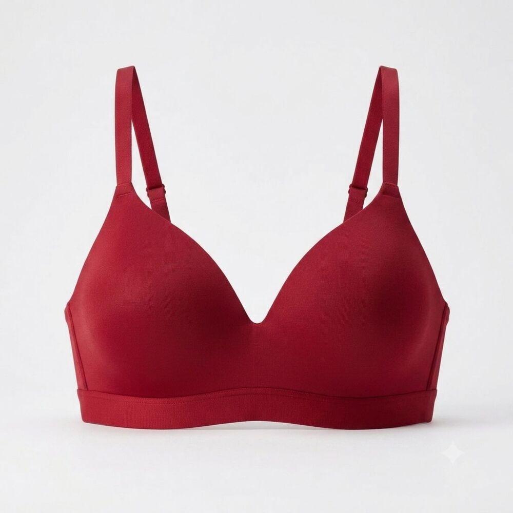 Maurices Bra Womens 34C Red Lightly Padded T-Shirt Everyday Comfort Smooth